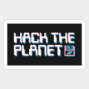 Hack The Planet - White, Pink and Blue Sticker